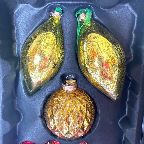 Home Decorators Collection Set of 10 Glass Christmas Ornament Gold Red Crackle - Picture 11 of 15